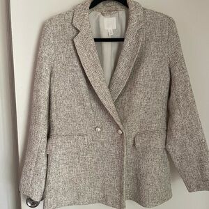 H&M Beige Textured Suit Jacket